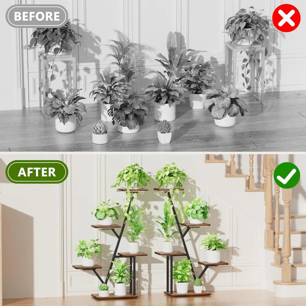 Indoor 5-Tiered Corner Plant Stand with Grow Light