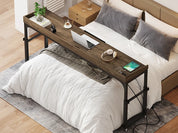 Height Adjustable Overbed Table with Wheels for Queen Size Bed