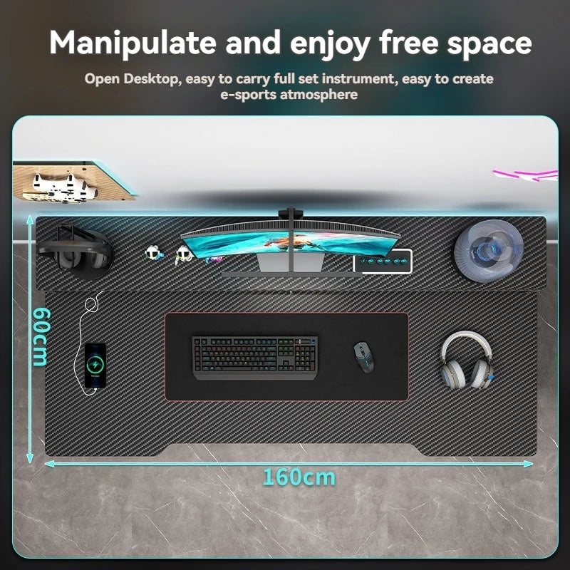 Computer desk, minimalist home gaming desk, small-sized carbon fiber patterned office desk, student study desk, bedroom desk