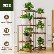 Smartspace™ 6-Tier Corner Wooden Plant Stand – Vertical Carbonized Wood Plant Shelf