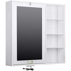 Collapsible fold down desk table with storage cabinet & shelves - wall mounted desk furniture with chalkboard wall - computer d