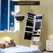 Freestanding Kids Jewelry Armoire with Full-Length Mirror, LED Light & 3 Storage Drawers