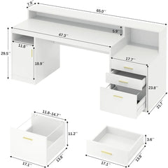 Computer Desk with 3 Drawer & Storage Shelves