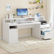 Computer Desk with 3 Drawer & Storage Shelves