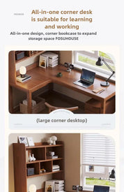 European Solid Wood Corner Computer Desks Home Desktop Computer Table L-shaped Long Writing Desks Double E-sports Gaming Table D