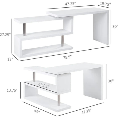 L Shaped Rotating Corner Computer Desk