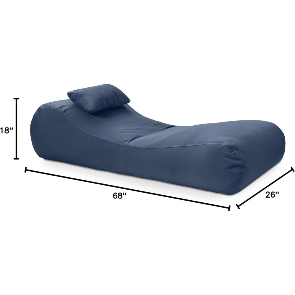 Arlo Outdoor Bean Bag Sun Lounger - Pool and Patio Chaise Recliner, Navy Blue