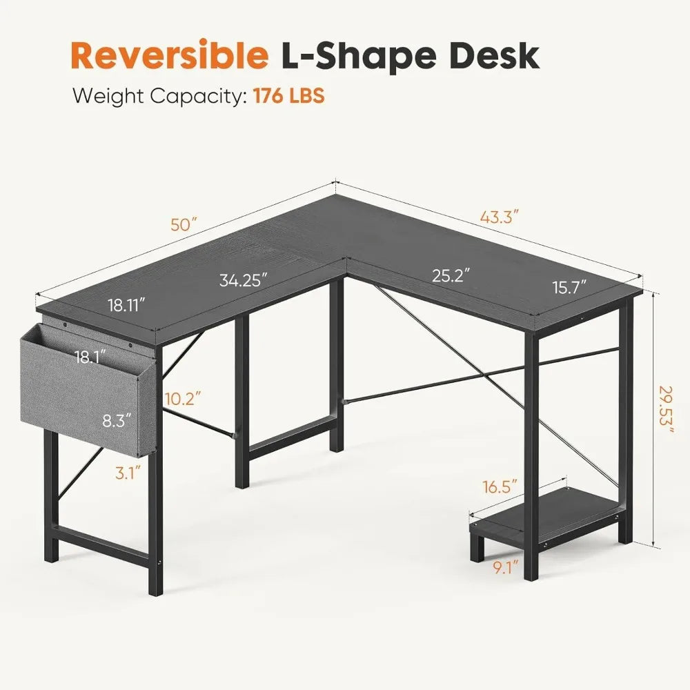 FurnishSpot SpaceSmart™ Modular L-Shaped Computer Desk with Storage