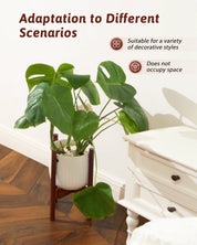 Adjustable Bamboo Plant Stand Indoor 8 9 10 11 12 Inches Small Corner Planter Holder Single Floor Living Room Balcony Reddish Br