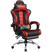 Gaming Chair w/ Massage Lumbar Support & Footrest