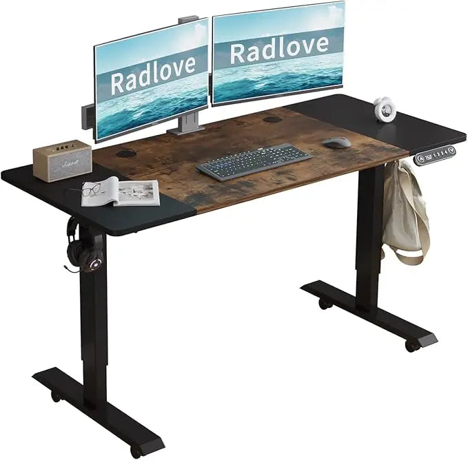 59-Inch Large Electric Height Adjustable Computer L-Shaped Desk with Memory Controller Corner Standing Desk Modern Workstation w