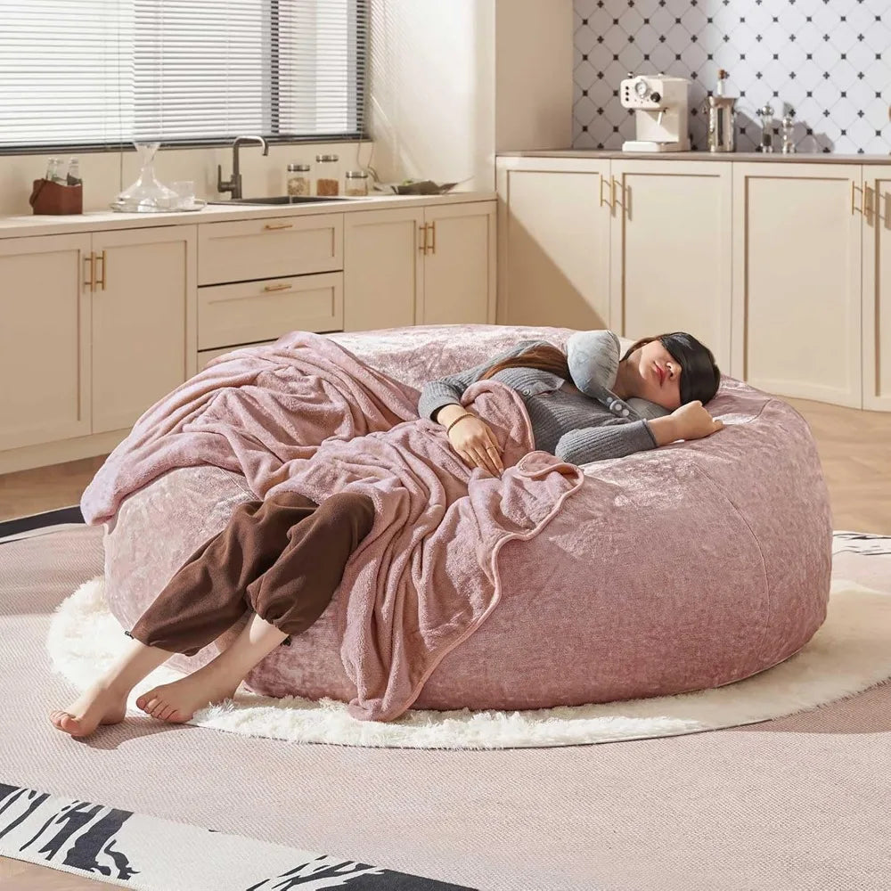 Bean Bag Chair 5Ft, Memory Foam Filled, Large Beanbag Chairs for Adults and Teens, Soft Sofa with Removable Flannel Cover, Round