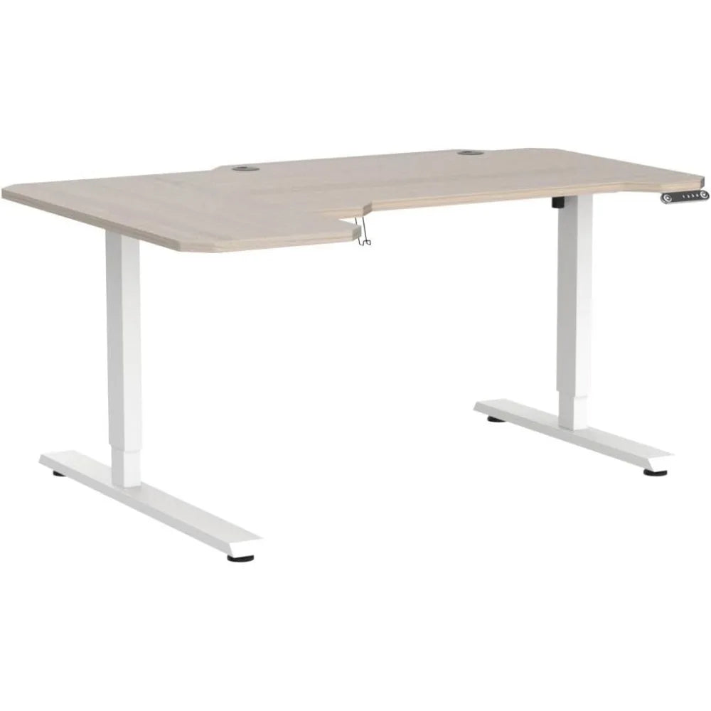59-Inch Large Electric Height Adjustable Computer L-Shaped Desk with Memory Controller Corner Standing Desk Modern Workstation w
