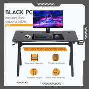 47 Inch Home Office Desk Extra Large Modern Ergonomic  PC Carbon Fiber Table Gamer Workstation with Cup Holder Headphone Hook