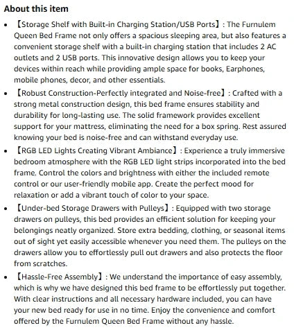 Full/Queen Size Bed Frame with Storage Headboard, Metal Platform Bed Frame with Storage Drawers, LED Lights and Charging Station