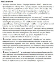 Full/Queen Size Bed Frame with Storage Headboard, Metal Platform Bed Frame with Storage Drawers, LED Lights and Charging Station