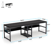 Tribesigns Two Person Desk with Bookshelf, 78.7 Computer Office Double Desk for Two Person, Rustic Writing Desk Workstation