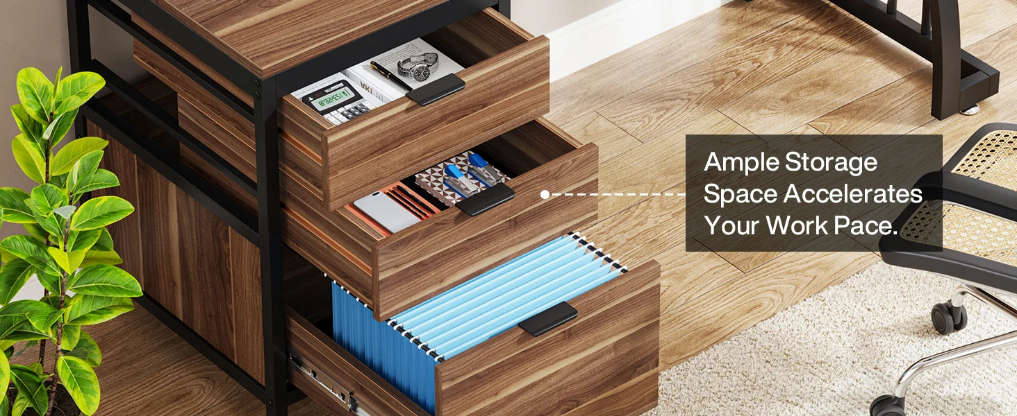 Computer Desk with 3 Drawers, 59-Inch PC Desk with Reversible Drawers, Industrial Study Writing Table Workstation with