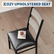 FurnishSpot® Industrial Dining Table Set for 4 with PU Upholstered Chairs – Space-Saving Kitchen Table Set