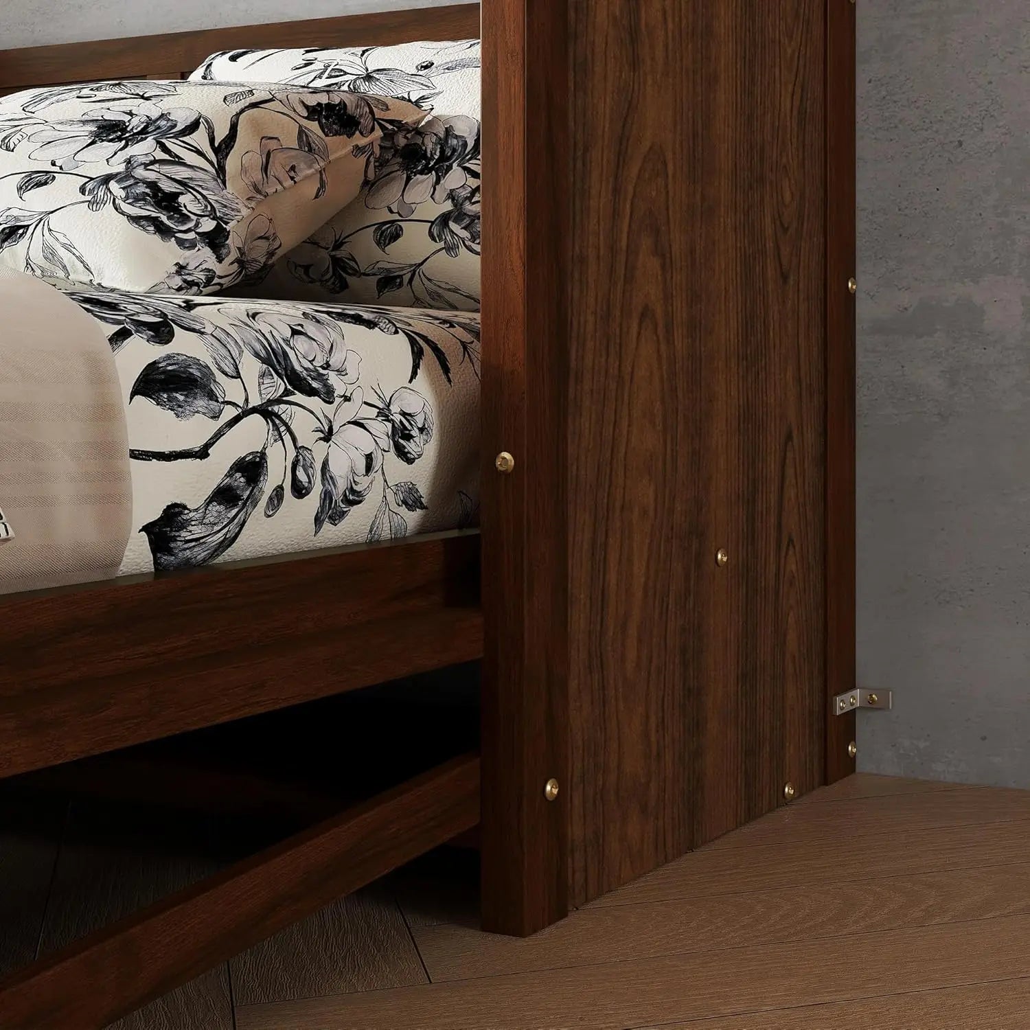 FurnishSpot™ Queen Size Murphy Bed with Desk – Horizontal Wall Bed Cabinet with Gas Struts