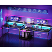 SpaceSmart Modern L-Shaped Computer Desk – Metal Frame Rectangular Corner Workstation for Home Office & Gaming