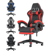Ergonomic Gaming Chair with Footrest, Headrest, and Lumbar Cushion