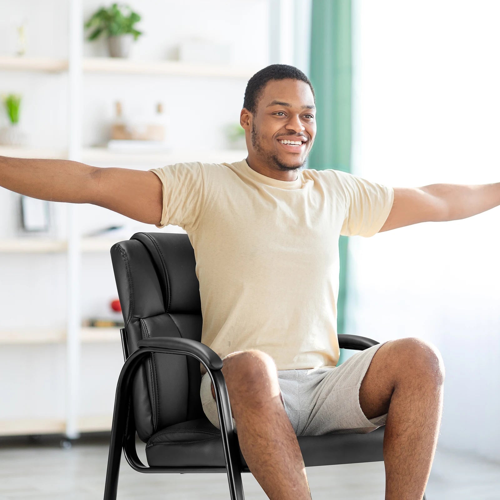 JHK Ergonomic Padded PU Leather Backrest Chair