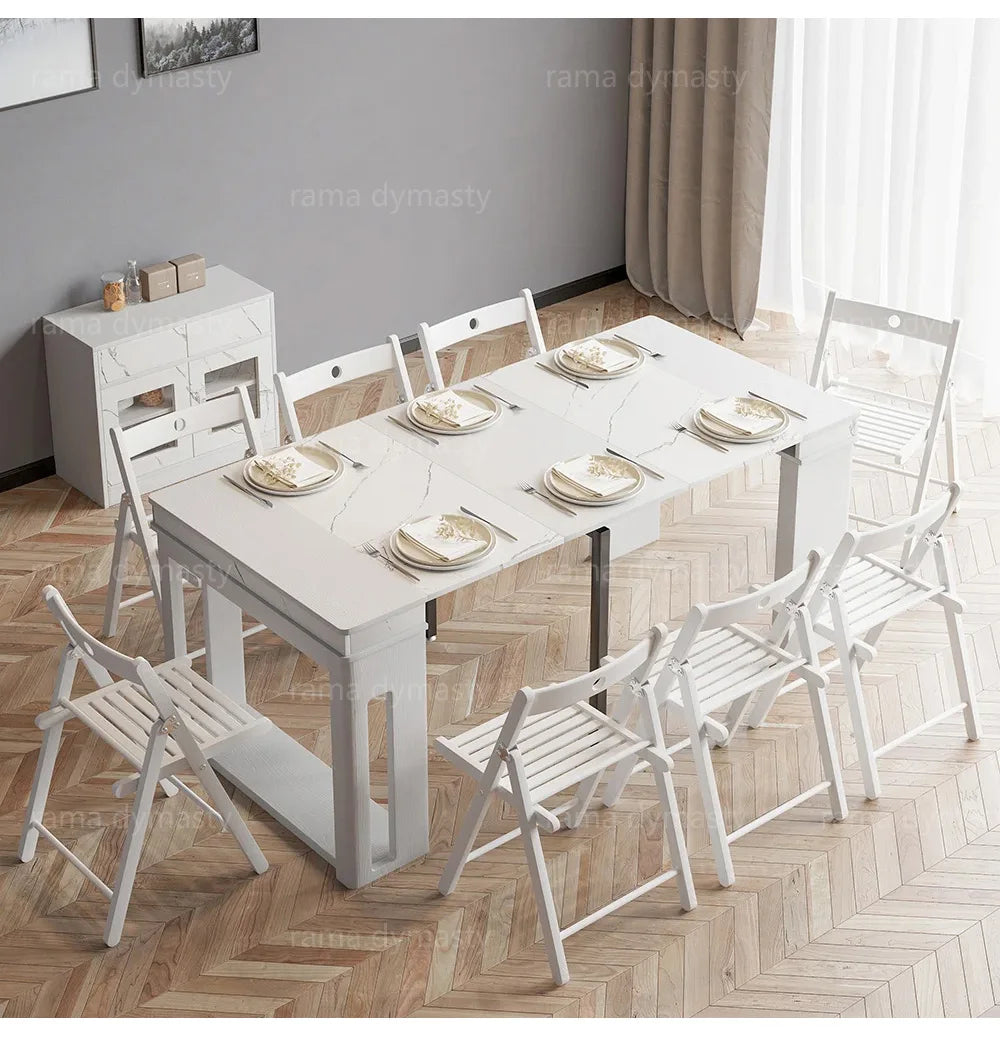 Modern Extendable Dining Table Rectangle Sideboard With Storage