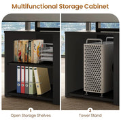 FurnishSpot® Modern Executive Desk with Storage Cabinet, File Drawer & Built-In Charging Station