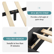 Modern Faux Leather Low Profile Platform Bed with Height-Adjustable Headboard