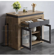 Modern Extendable Dining Table Rectangle Sideboard With Storage
