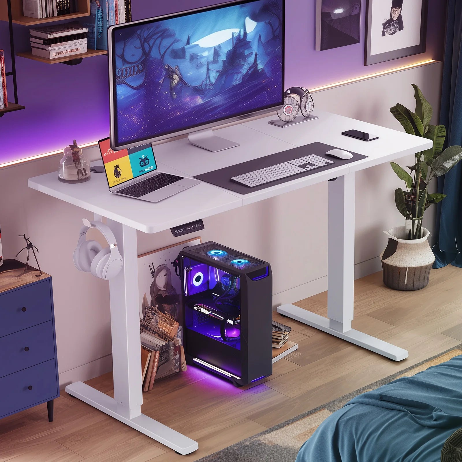 SmartHealth™ 63" x 24" Electric Standing Desk – Ergonomic Height Adjustable Sit-Stand Workstation