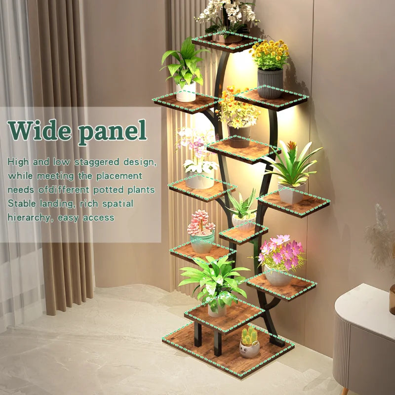 (Vase Shape) Plant Stand Indoor with Grow Lights, Indoor Plant Shelf, Metal Plant Flower Holder Stand, Vase Shape Plant Rack for