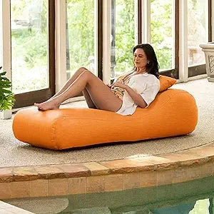 Arlo Outdoor Bean Bag Sun Lounger - Pool and Patio Chaise Recliner, Navy Blue