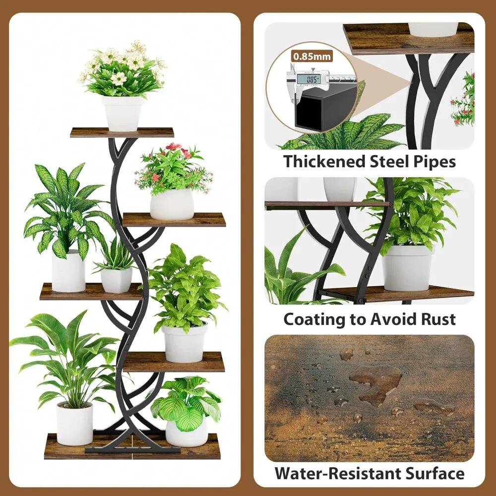 Indoor 5-Tiered Metal Plant Shelf with Grow Lights Indoor Plants