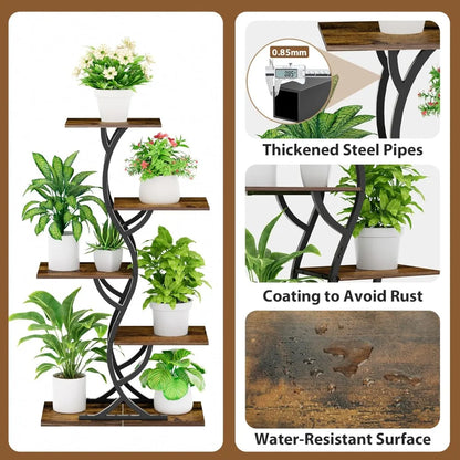 Indoor 5-Tiered Metal Plant Shelf with Grow Lights Indoor Plants