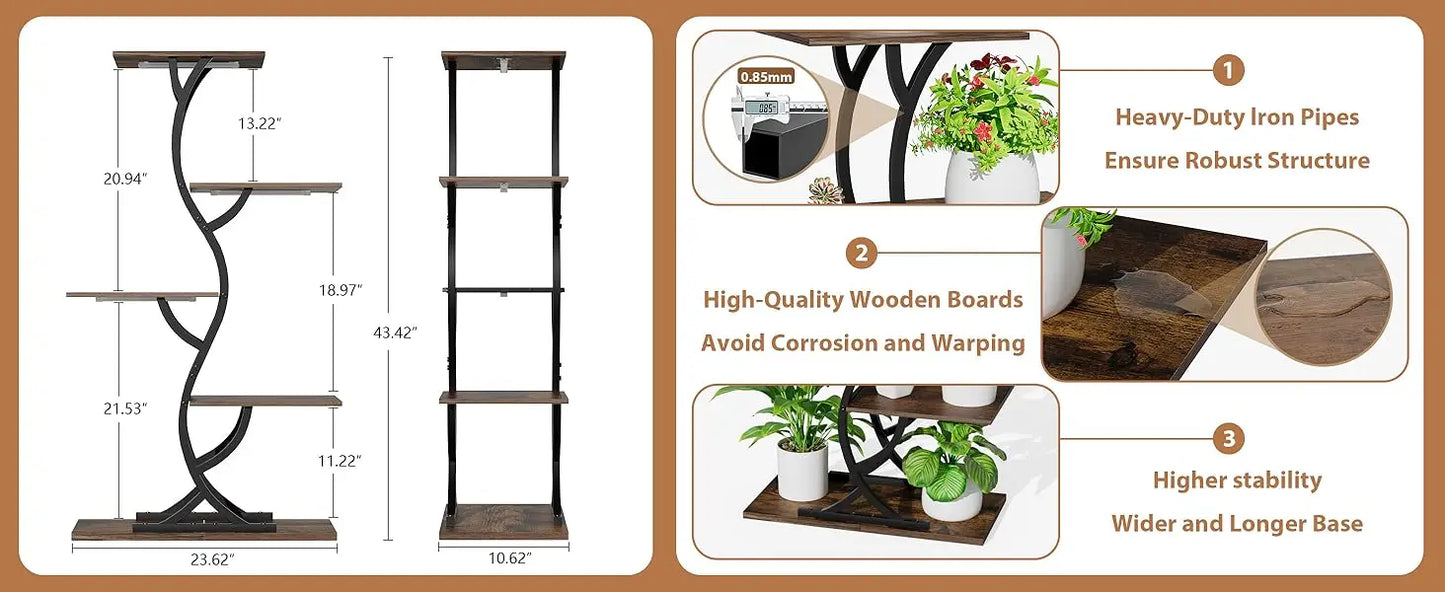 Indoor 5-Tiered Metal Plant Shelf with Grow Lights Indoor Plants