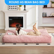 Striped Style Giant Bean Bag Chair Bed for Adults, Convertible Adult Beanbag from Lazy Chair to Floor Mattress, Large Round Bea