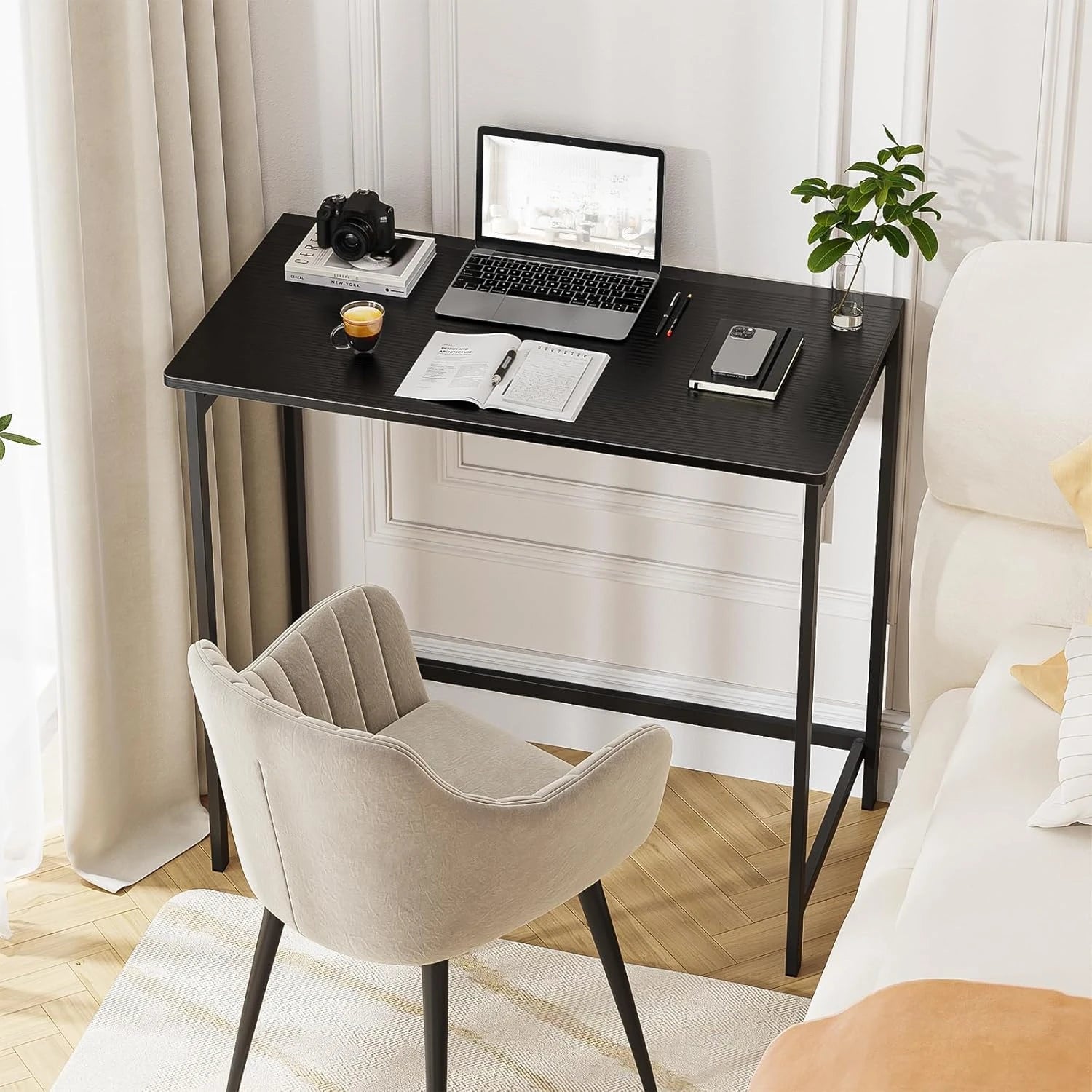 Small Foldable Computer Desk for Small Spaces, Space Saving Study Writing Office Desk Foldable Table for Home Office