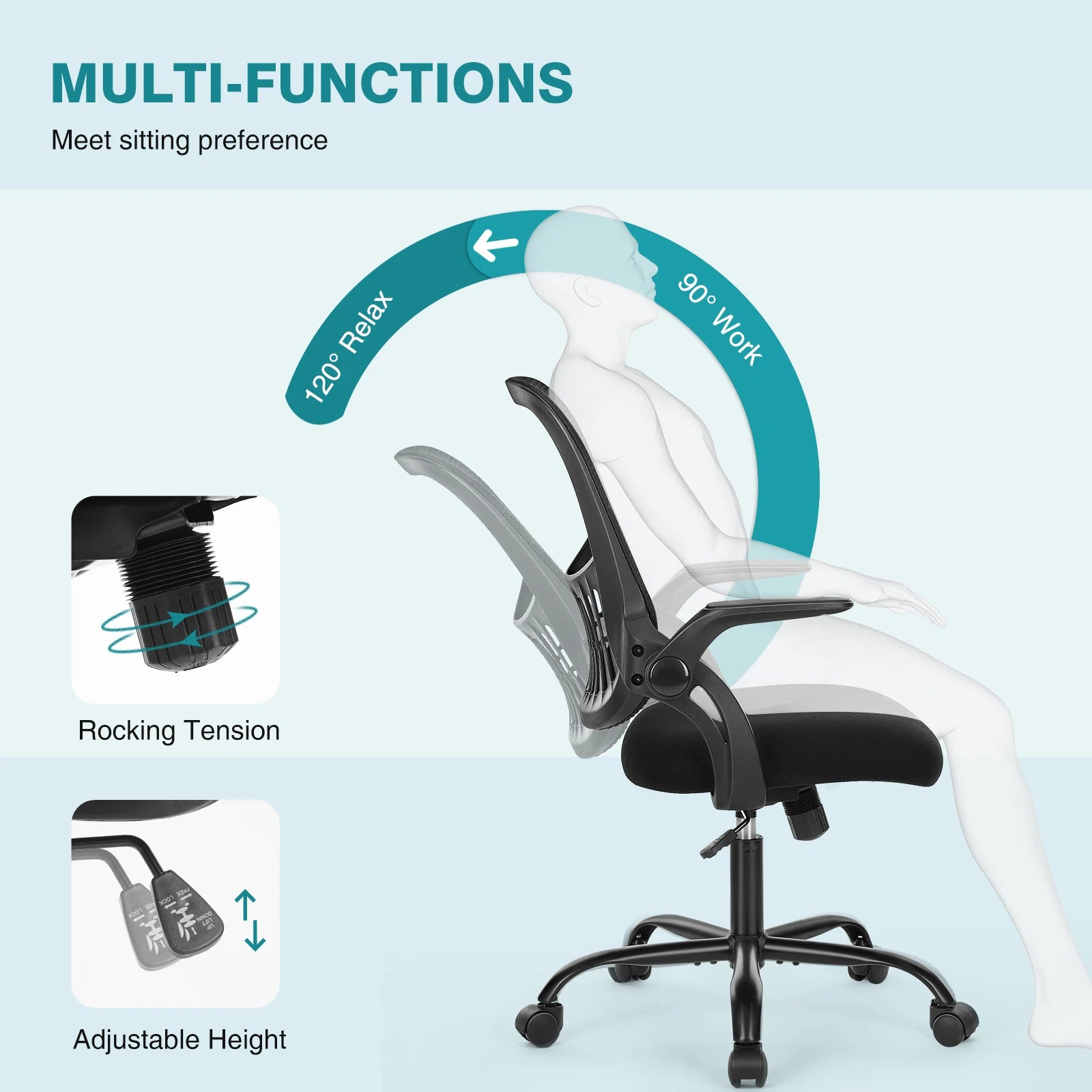 Ergonomic Mesh Backrest Office Desk Chair with Adjustable Height