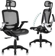 Ergonomic Office Chair with Headrest, Flip-Up Arms, 90-120° Tilt Lock and Wide Cushion