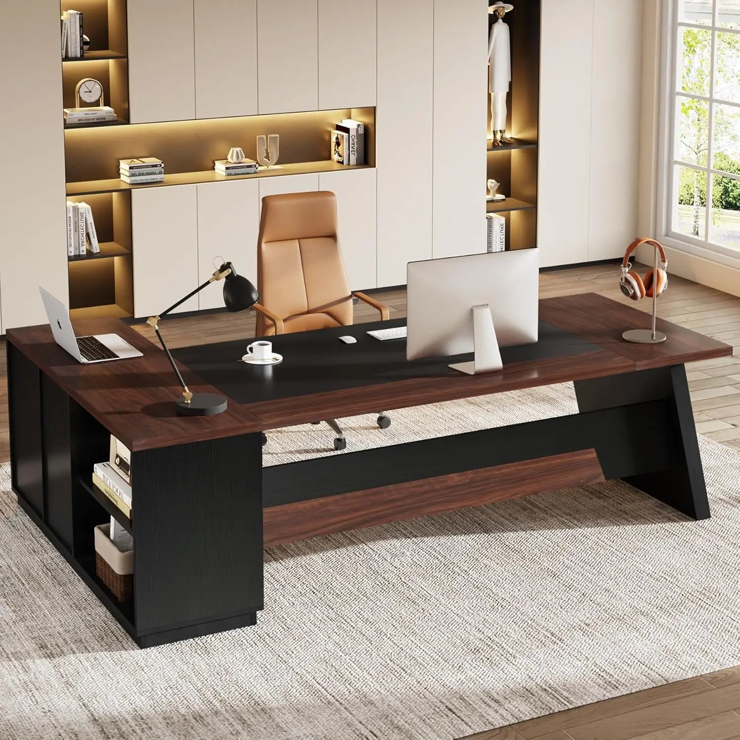 78" L-Shaped Executive Large Office Desk
