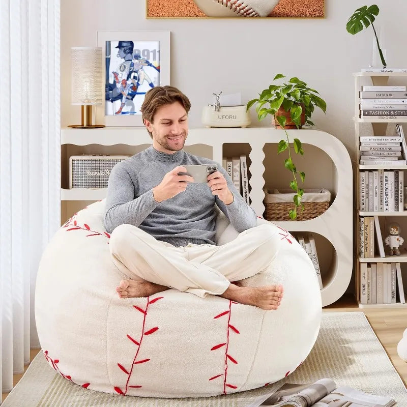 Sports Baseball Bean Bag Chair - Giant Bean Bag Chairs for Adults and Kids - Oversized Bean Bag Sofa Couch with Filler