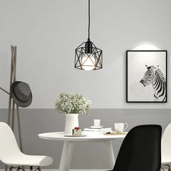 Modern LED Pendant Light - Minimalist Metal Cage Design