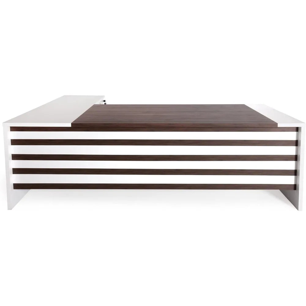 L-Shaped Executive Office Desk with File Cabinet
