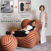 Light Luxury Modern Designer Lazy Sofa 39.3"*37.4"*37.4" Adult Floor Leisure Single armrest Couch, Red and Yellow Bean Bag Sofas