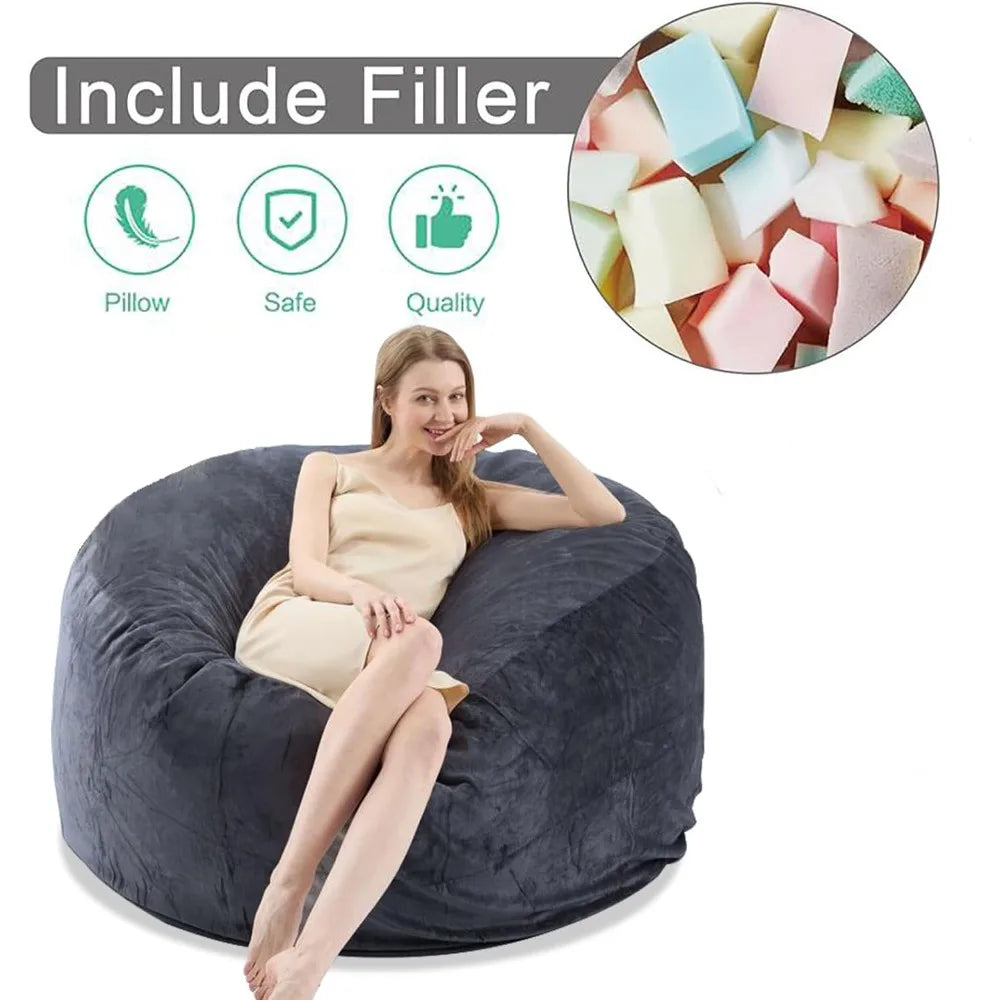 5FT Large Bean Bag，Bean Bag Chair with Filler Included，Memory Foam Bean Bag，Puff Chair，Living Room Furniture, Suitable