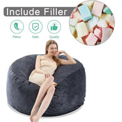5FT Large Bean Bag，Bean Bag Chair with Filler Included，Memory Foam Bean Bag，Puff Chair，Living Room Furniture, Suitable