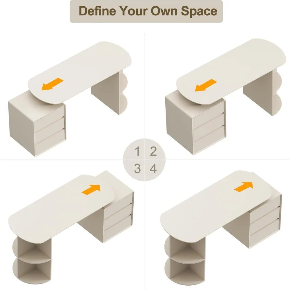 Home Office Desk and Chair Set with Drawers & Shelves