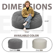 Oversized Bean Bag Chair with Removable Cover Soft Foam Furniture Portable Sofa Living Room Bedroom Dorm